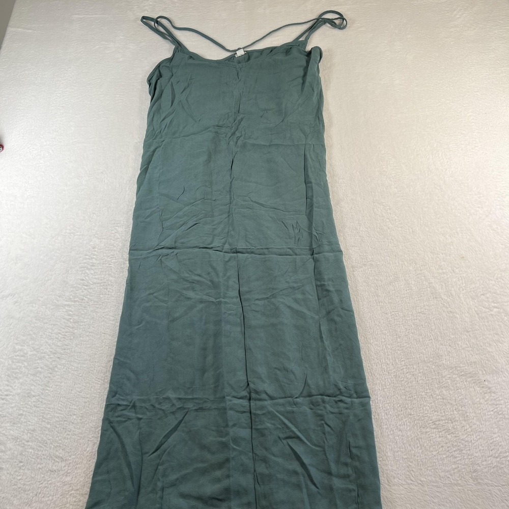 Aerie Dress Womens Large Green Modal Maxi Slip V Neck Strappy Summer Casual